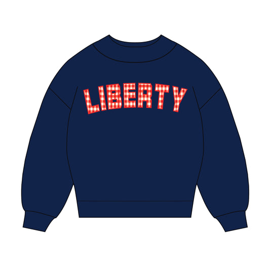 The Mallory Gingham Mockneck Liberty | Navy