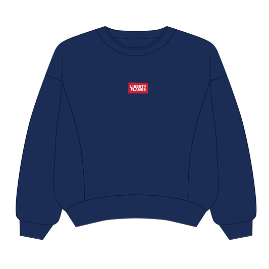The Molly Corded Crew Liberty Flames Woven Label | Navy