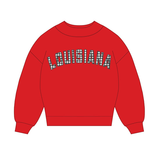 The Mallory Gingham Mockneck Louisiana | Bright Red