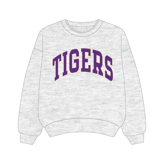 The Olivia Oversized Crewneck LSU | Youth Ash