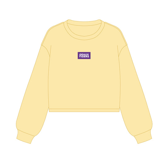 The Becca Boxy Crewneck Geaux Tigers Woven Label | Butter