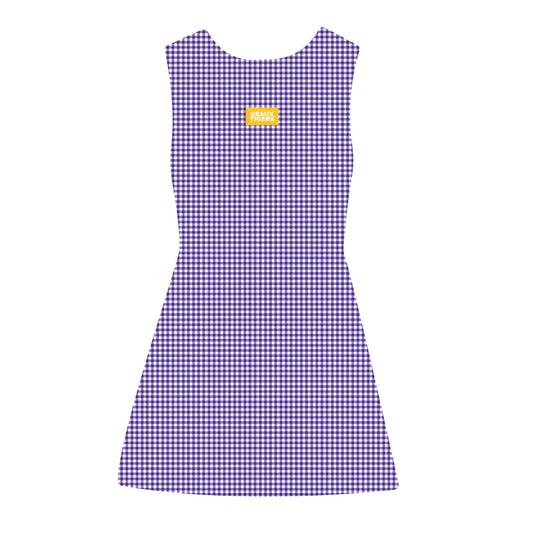 The Grace Gingham Dress Geaux Tigers Woven Label | Purple