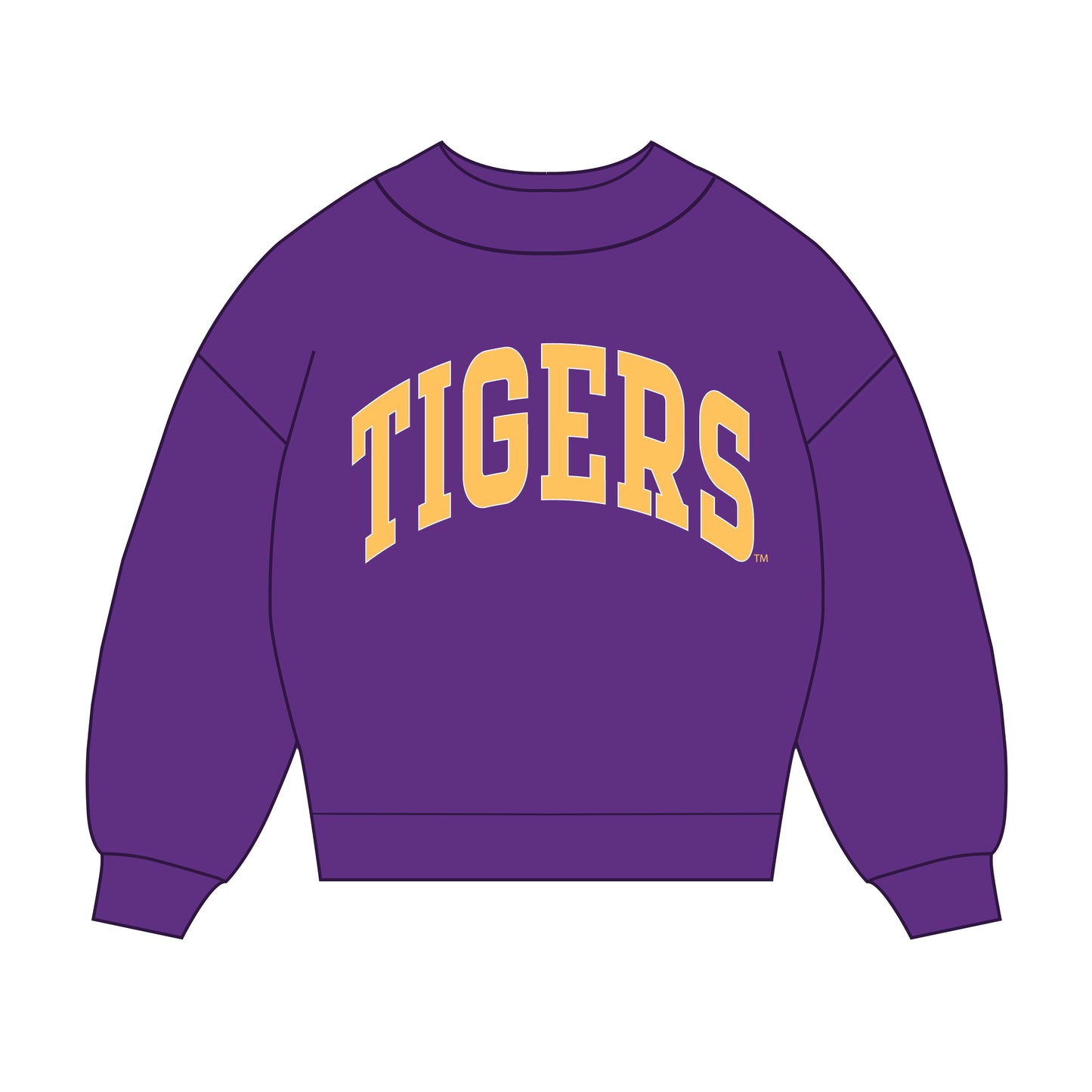 The Madi Classic Mockneck Tigers Applique | Youth Purple