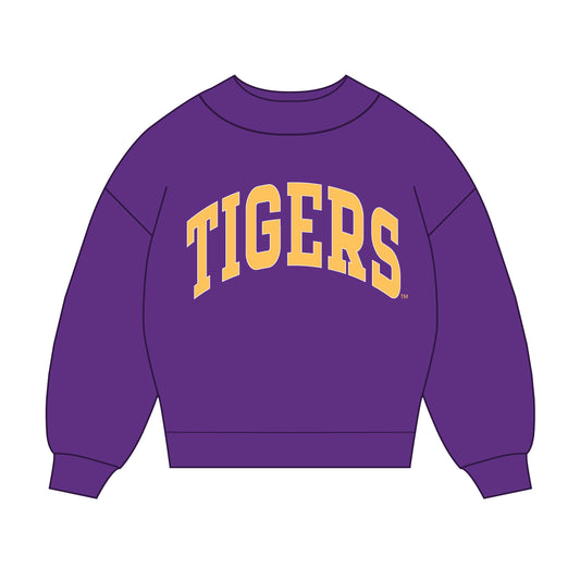 The Madi Classic Mockneck Tigers Applique | Purple