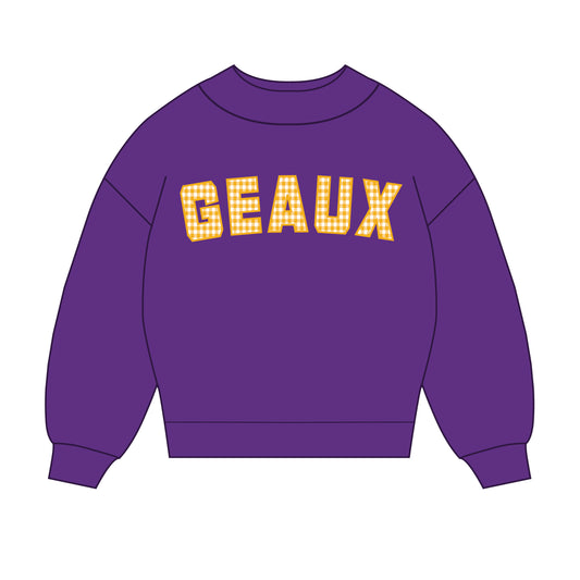 The Mallory Gingham Mockneck LSU | Purple
