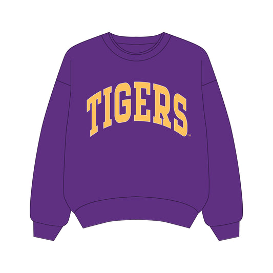 The Olivia Oversized Crewneck LSU | Youth Purple