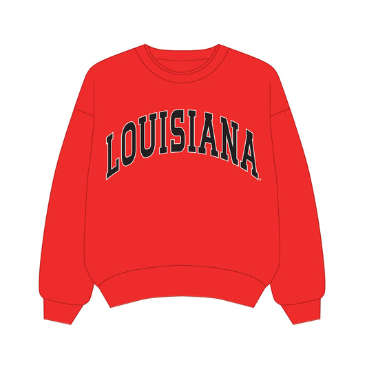 The Olivia Oversized Crewneck Louisiana | Bright Red