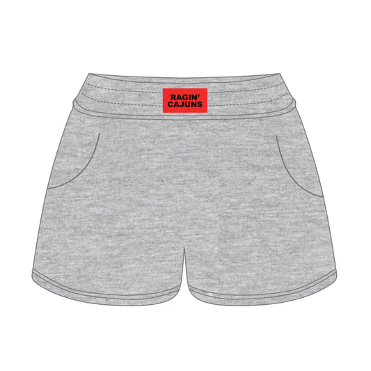 The Ava Airy Shorts Ragin' Cajuns Woven Label | Heather Grey