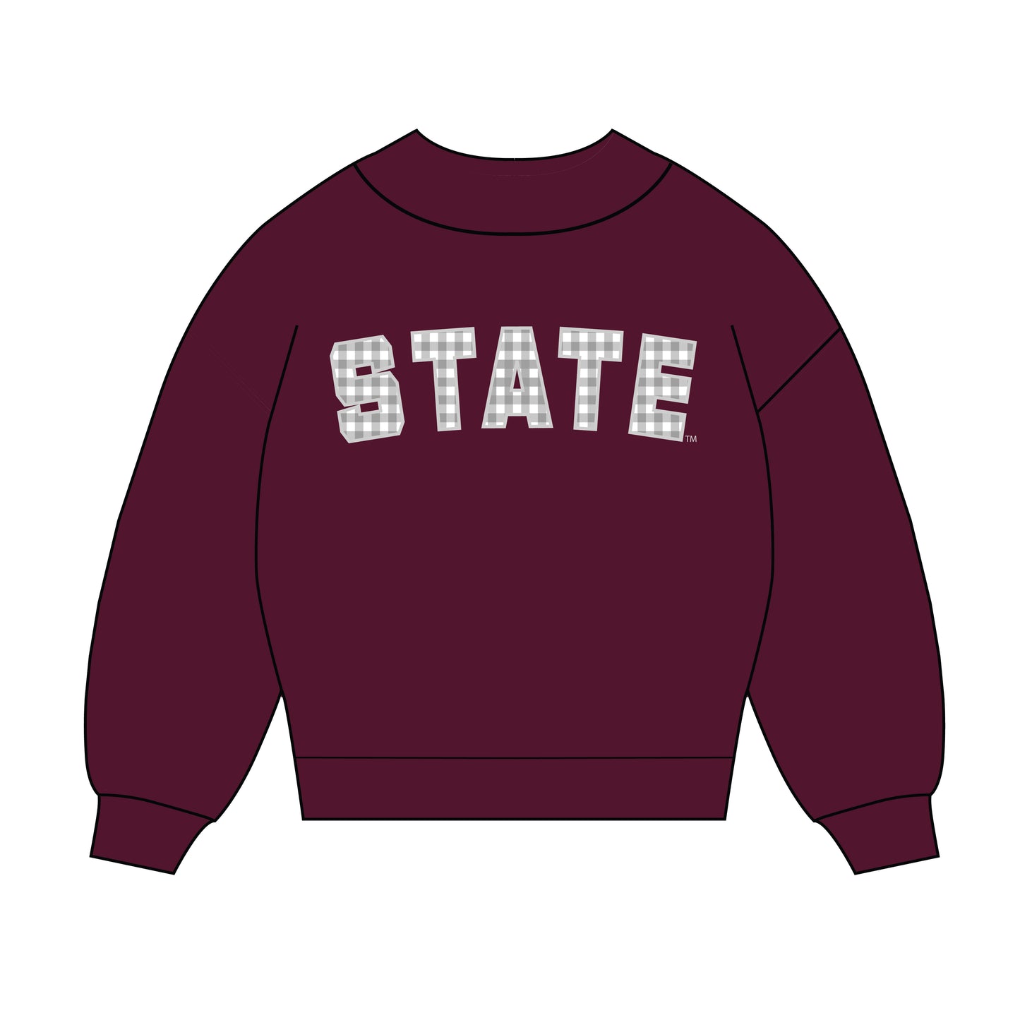 The Mallory Gingham Mockneck Mississippi State | Deep Maroon
