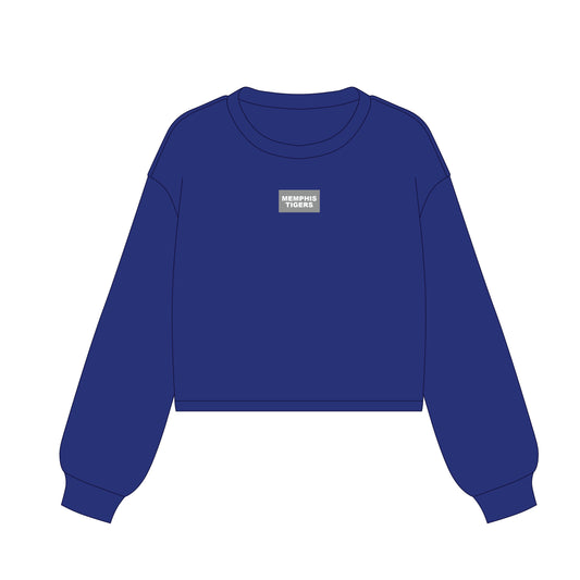 The Becca Boxy Crewneck Memphis Tigers Woven Label | Youth Royal Blue