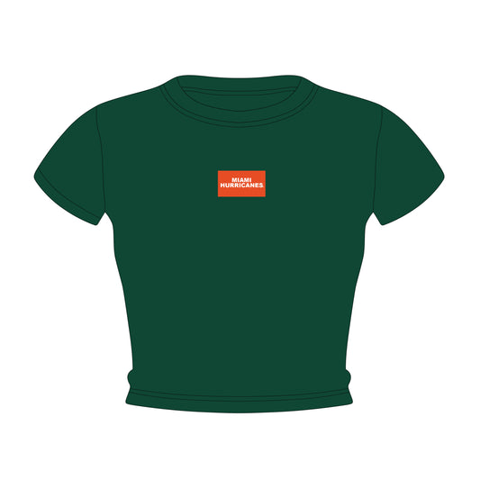 The Raegan Ribbed Baby Tee Miami Hurricanes Woven Label | Green