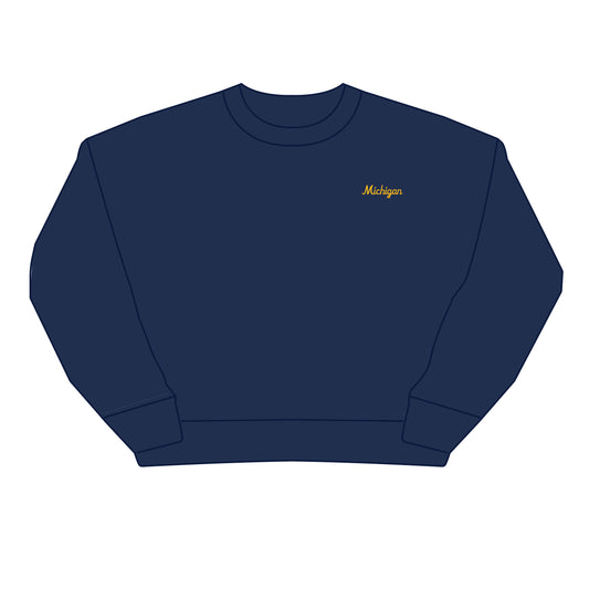 The Brooke Solid Crewneck Michigan | Navy