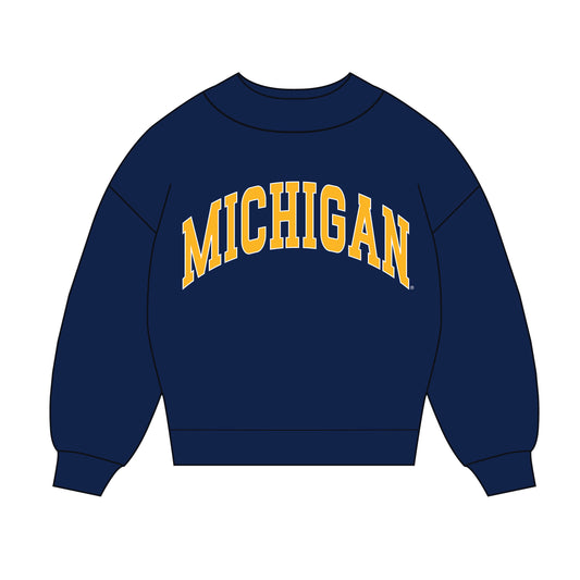The Madi Classic Mockneck Michigan Applique | Navy