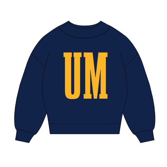 The Madi Varsity Mockneck Michigan | Navy