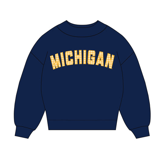 The Mallory Gingham Mockneck Michigan | Navy