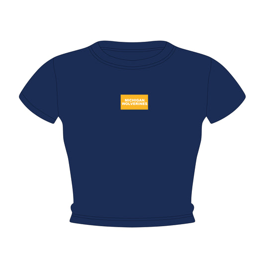 The Raegan Ribbed Baby Tee Go Blue Woven Label | Navy