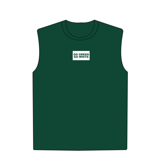 The Anna Active Tank Go Green Go White Woven Label | Dark Green