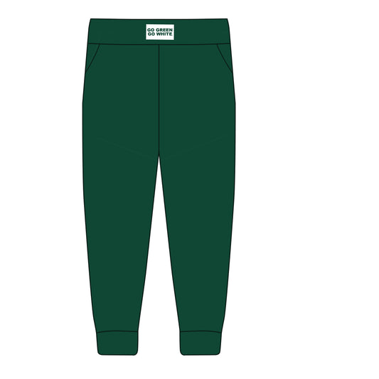 The Becca Joggers Go Green Go White Woven Label | Dark Green
