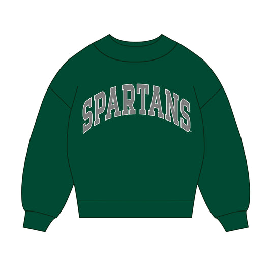 The Madi Classic Mockneck Spartans Applique | Dark Green