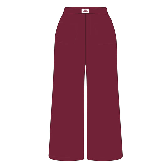 The Ava Airy Pants Hail State Woven Label | Maroon