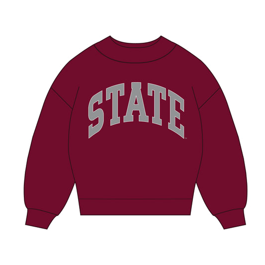 The Madi Classic Mockneck State Applique | Maroon