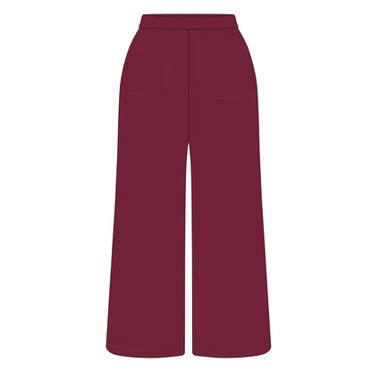 The Ava Airy Pants Hail State Woven Label | Deep Maroon