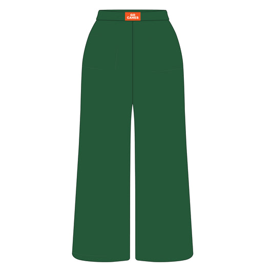 The Ava Airy Pants Go Canes Woven Label | Green