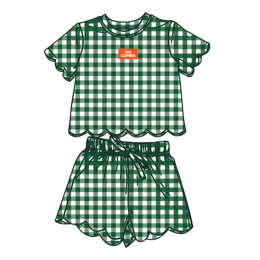 The Sue Scalloped Set Go Canes | Youth Green
