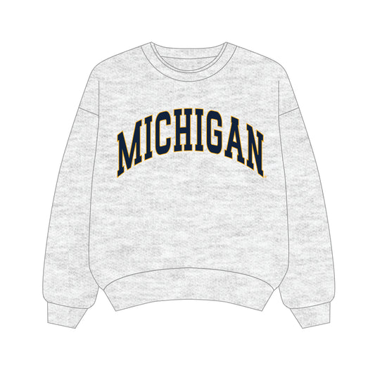 The Olivia Oversized Crewneck Michigan | Ash