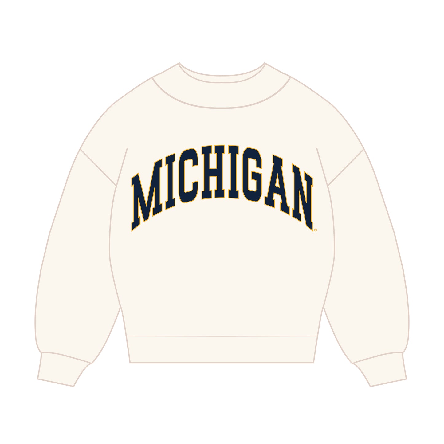 The Madi Classic Mockneck Michigan Applique | Bone