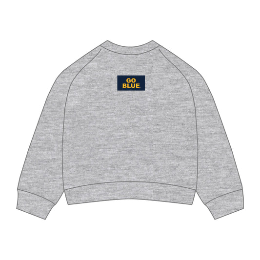 The Ava Airy Crewneck Go Blue Woven Label | Heather Grey