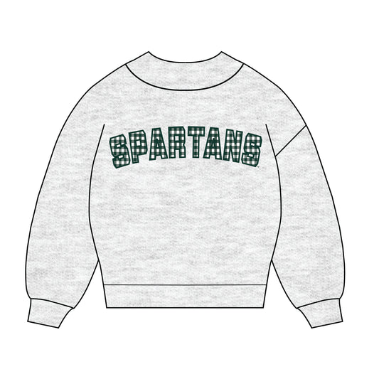 The Mallory Gingham Mockneck Michigan State | Youth Ash