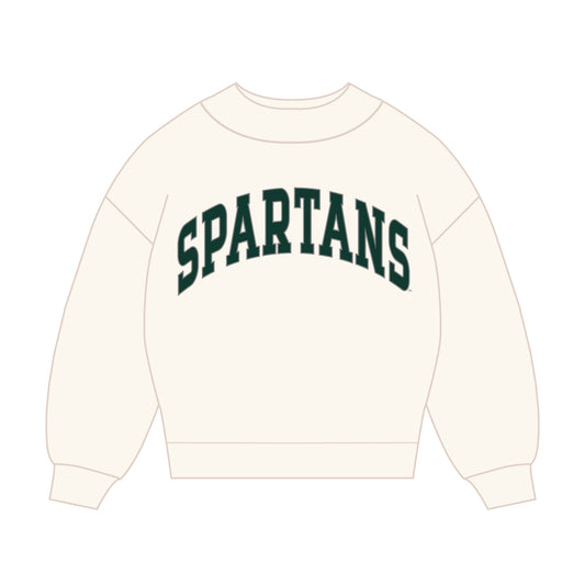 The Madi Classic Mockneck Spartans Applique | Bone