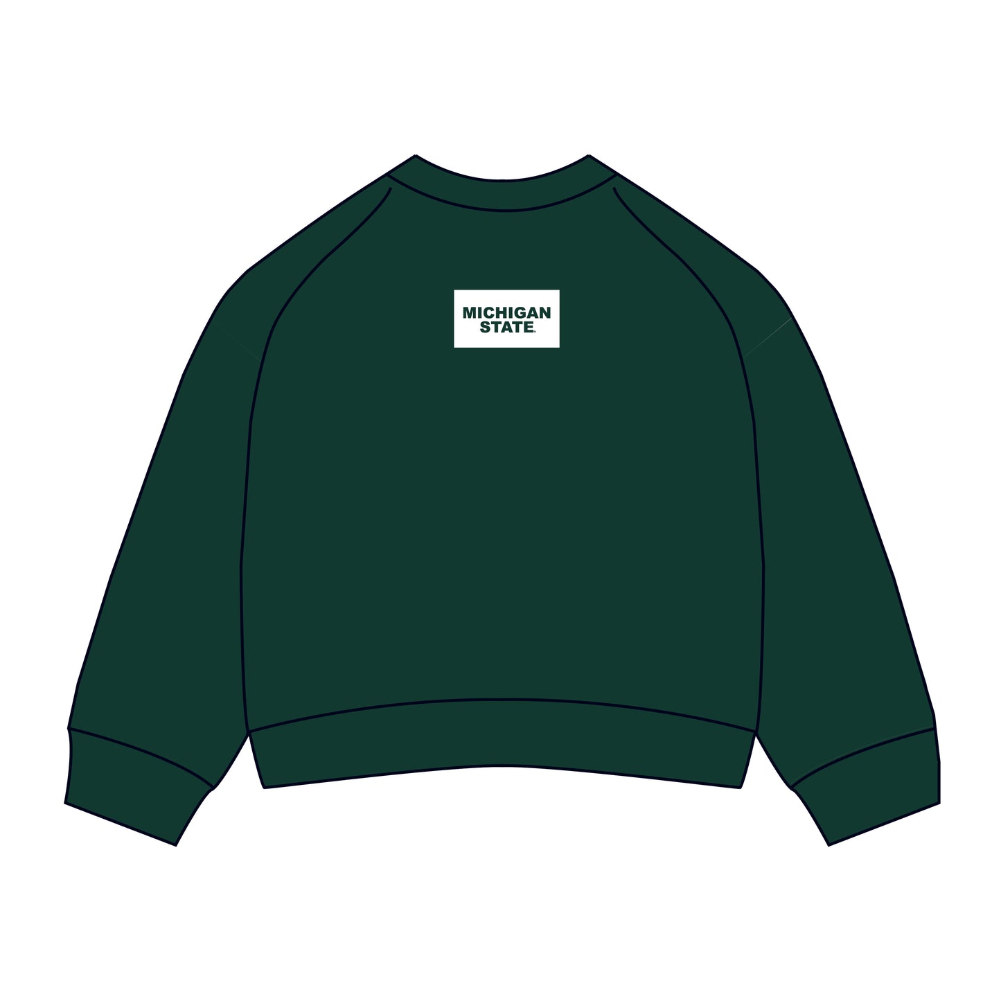 The Ava Airy Crewneck Michigan State Woven Label | Dark Green