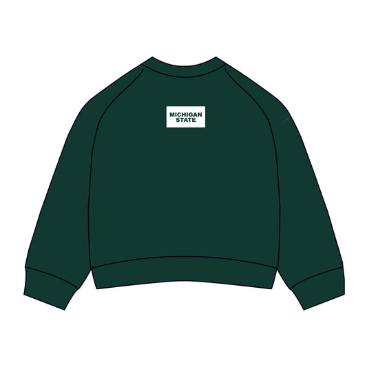 The Ava Airy Crewneck Michigan State Woven Label | Dark Green