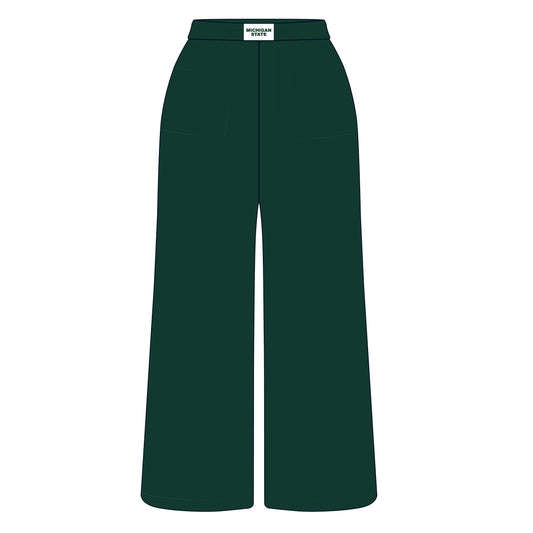 The Ava Airy Pants Michigan State Woven Label | Dark Green