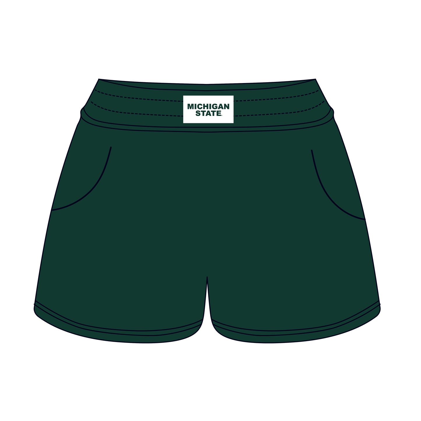 The Ava Airy Shorts Michigan State Woven Label | Dark Green