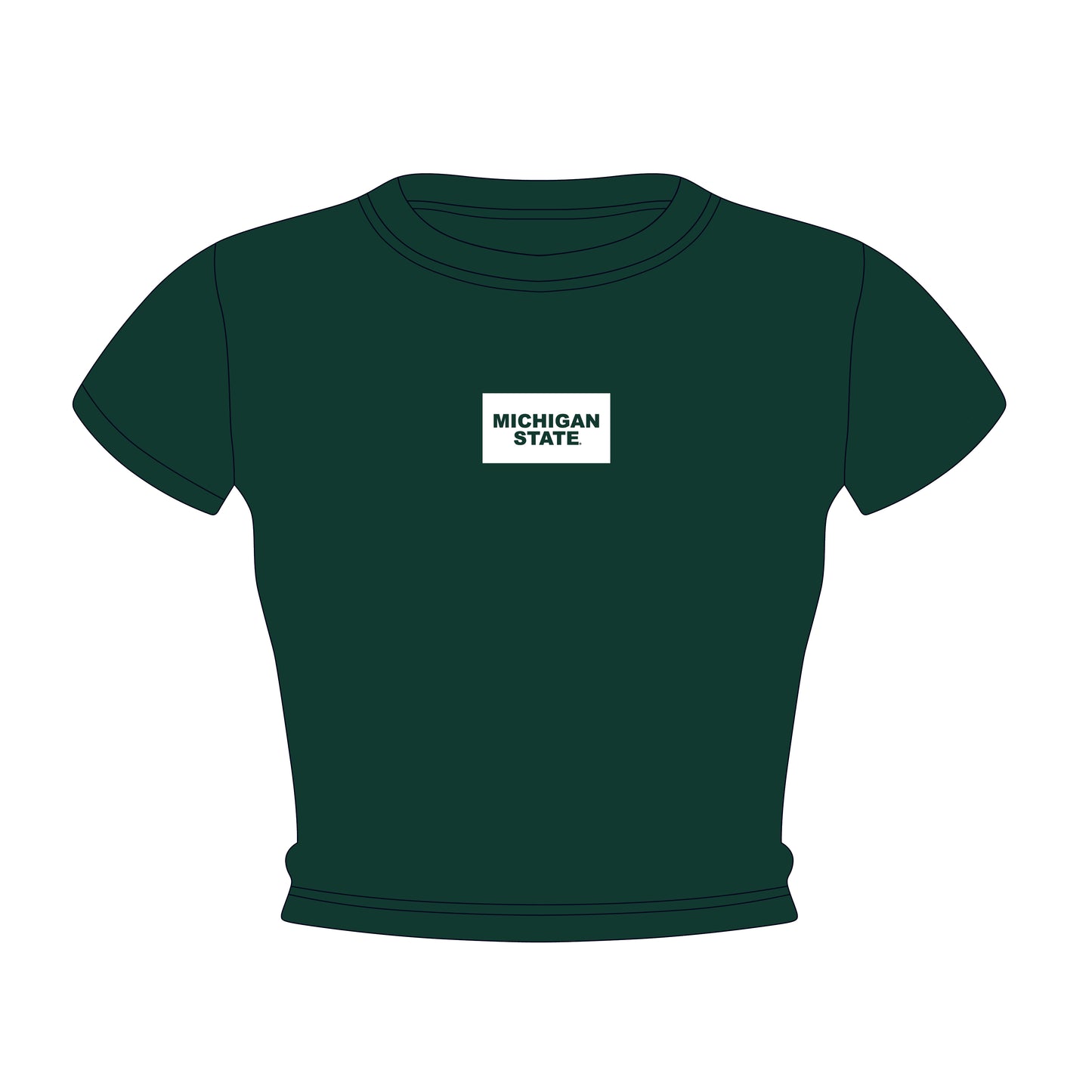 The Raegan Ribbed Baby Tee Michigan State Woven Label | Dark Green