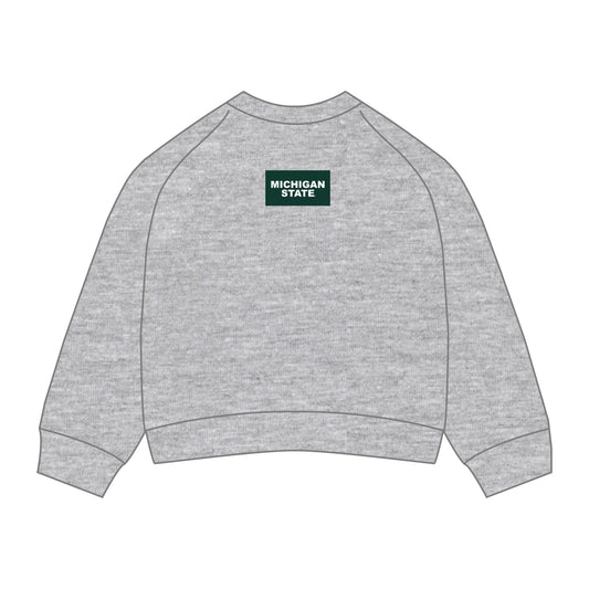 The Ava Airy Crewneck Michigan State Woven Label | Youth Heather Grey