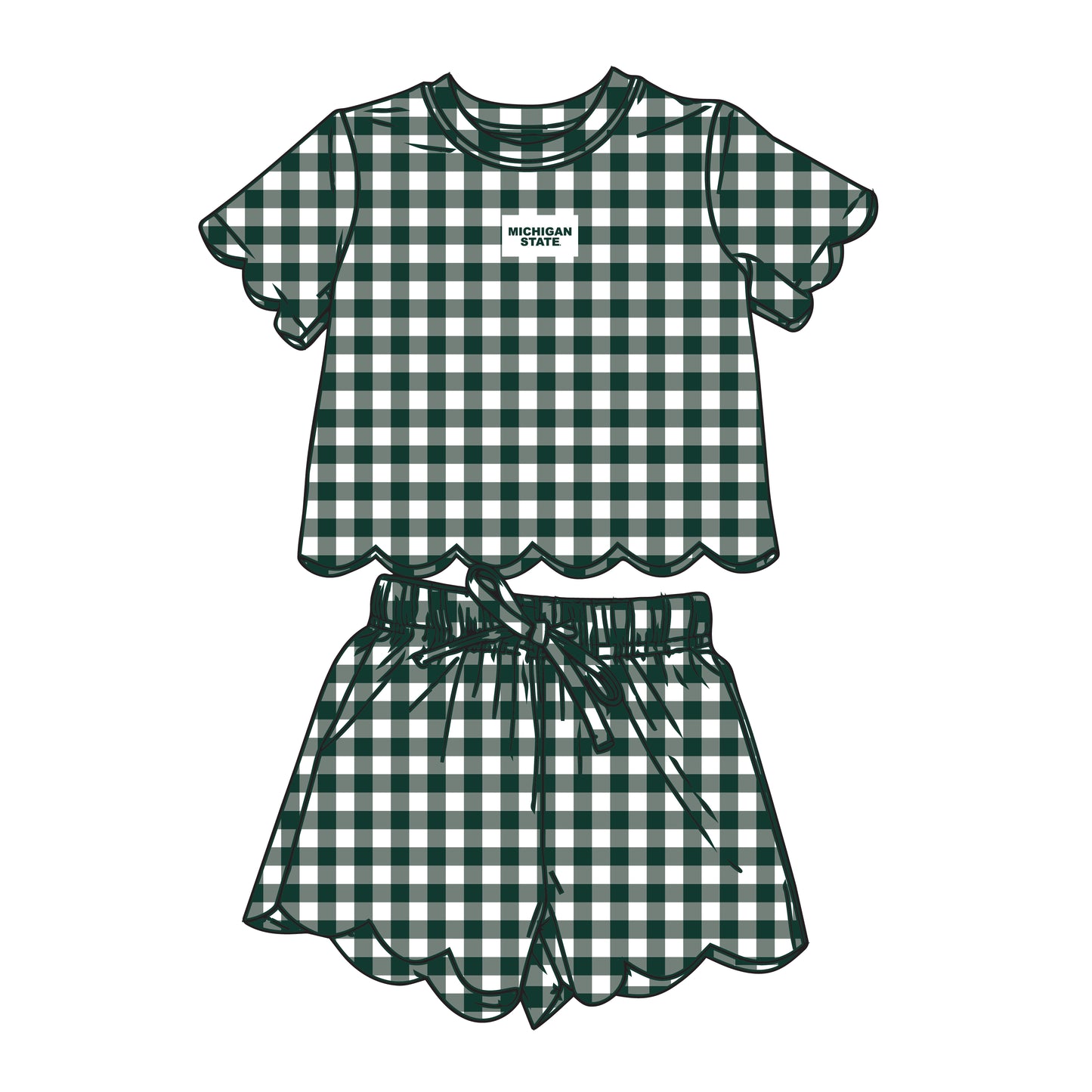 The Sue Scalloped Set Michigan State | Youth Dark Green