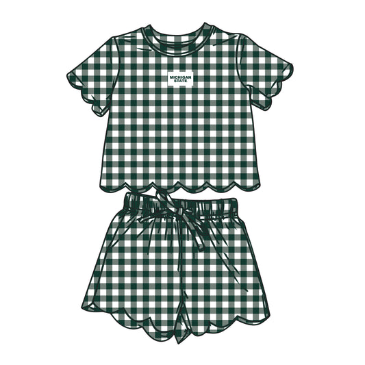 The Sue Scalloped Set Michigan State | Youth Dark Green