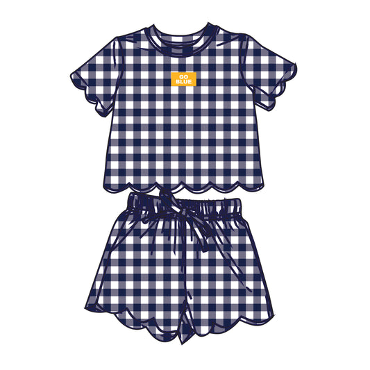 The Sue Scalloped Set Go Blue | Youth Navy