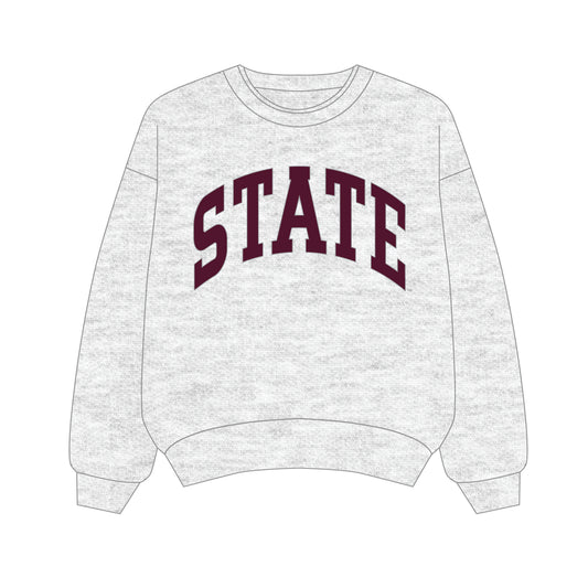 The Olivia Oversized Crewneck State | Youth Ash