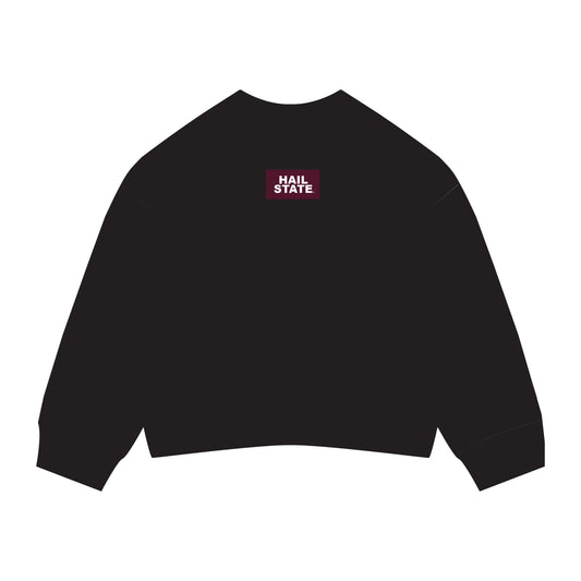 The Ava Airy Crewneck Hail State Woven Label | Black