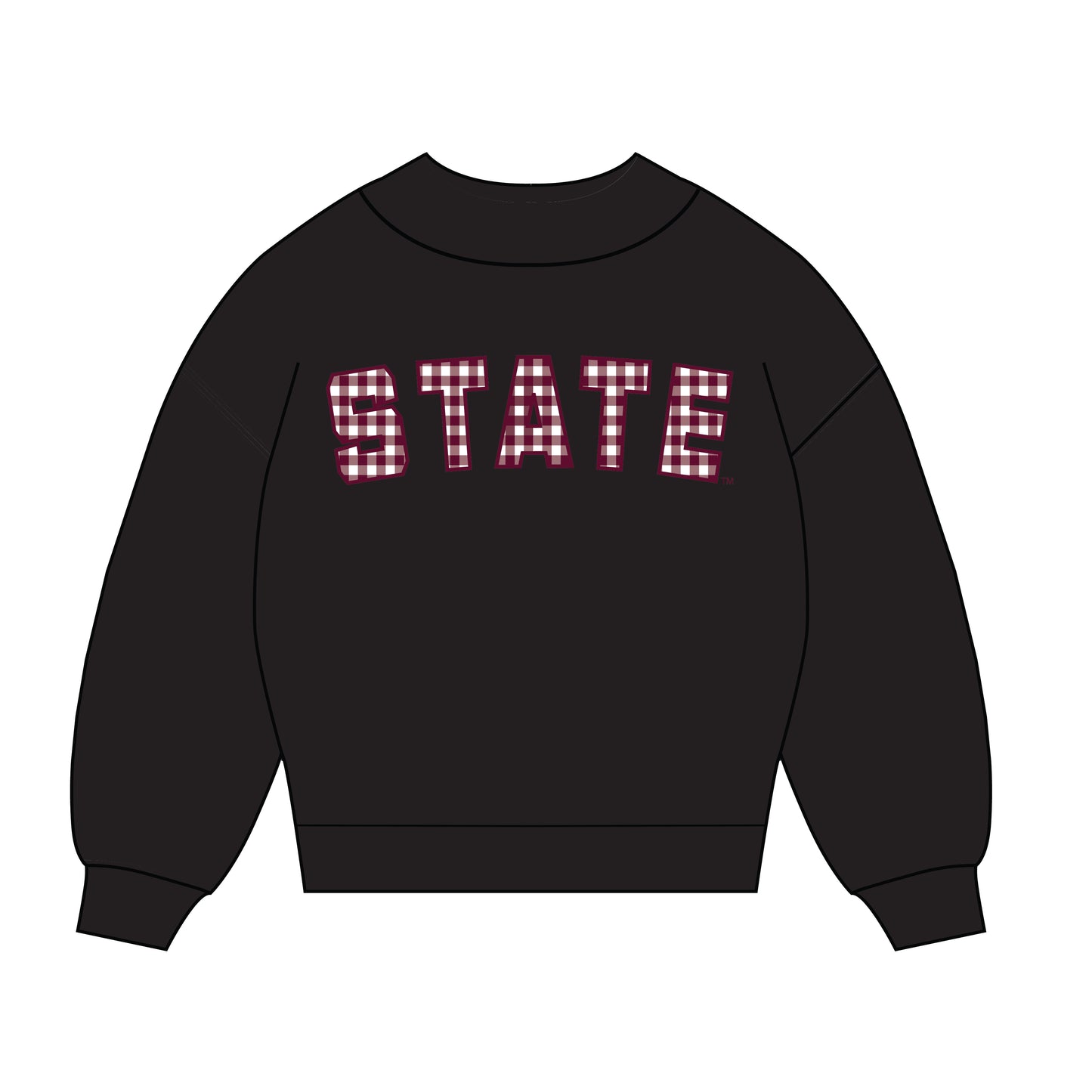 The Mallory Gingham Mockneck Mississippi State | Black