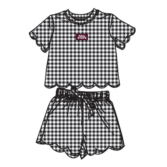 The Sue Scalloped Set Hail State | Youth Black