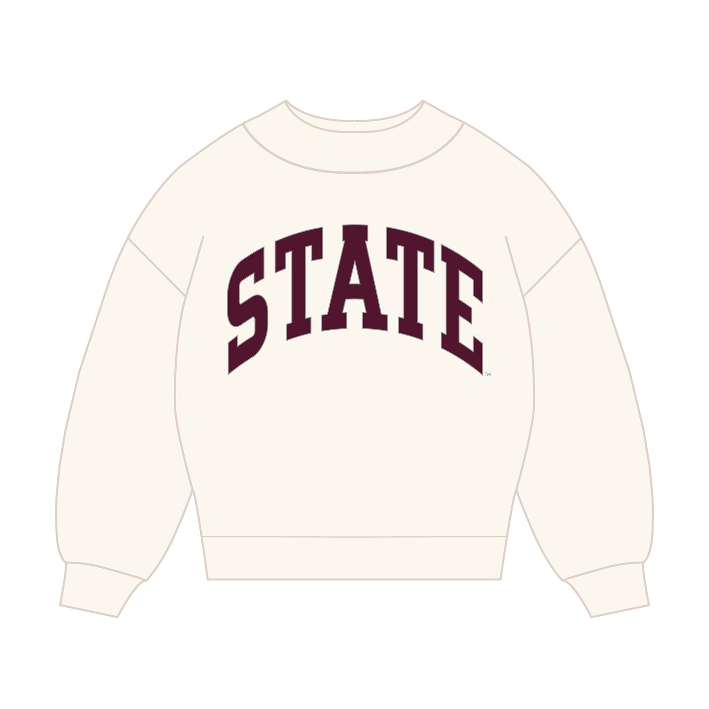 The Madi Classic Mockneck State Applique | Bone