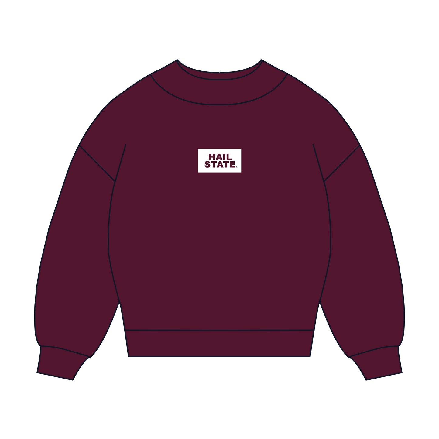 The Mary Mockneck Hail State Woven Label | Youth Deep Maroon
