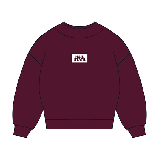 The Mary Mockneck Hail State Woven Label | Youth Deep Maroon