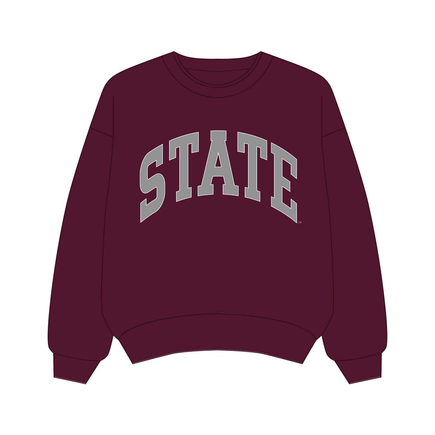 The Olivia Oversized Crewneck State | Youth Deep Maroon